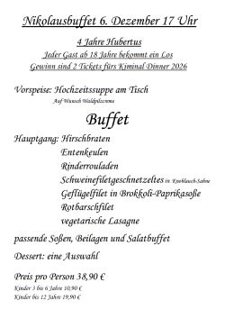 Restaurant Hubertus: Karte Nikolausbuffet